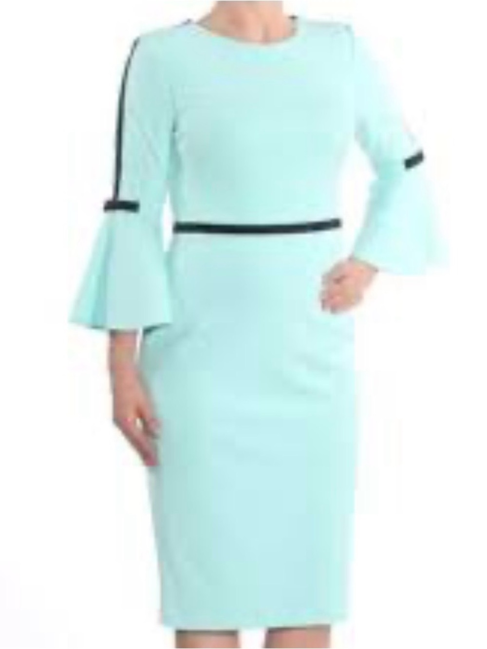 Calvin Klein Mint Midi Sheath Dress with Bell Sleeves